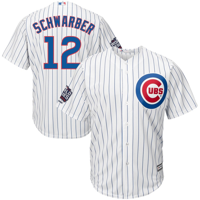 Chicago Cubs Kyle Schwarber #12 White Home 2016 World Series Champions Patch Cool Base Player Jersey