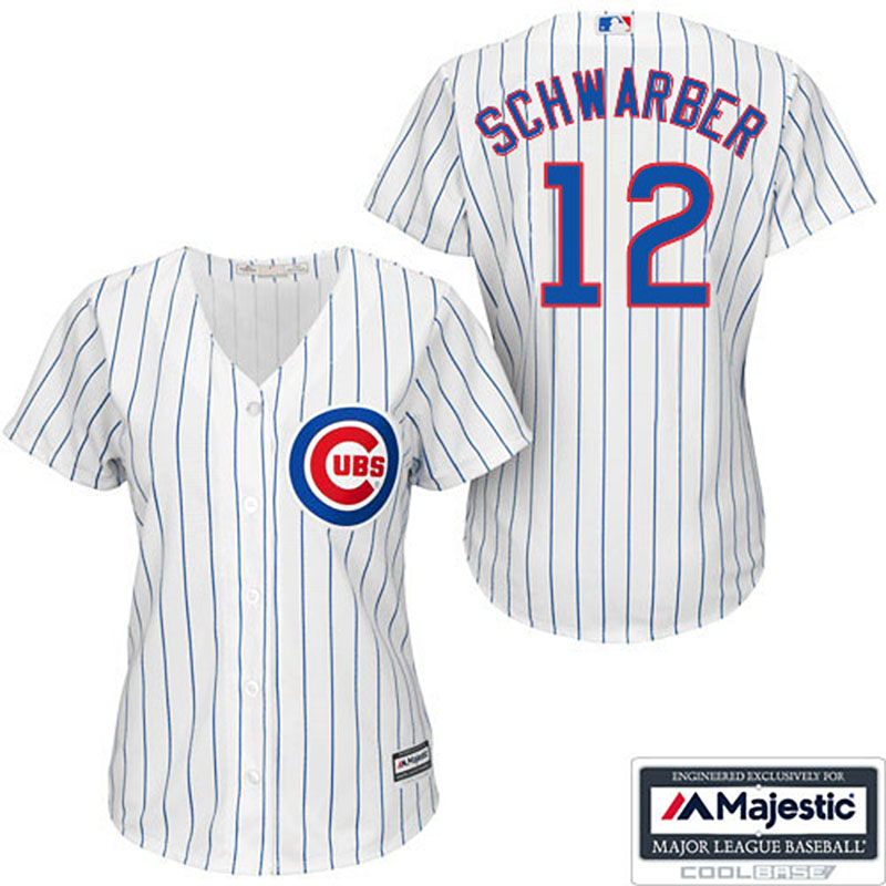 Chicago Cubs #12 Kyle Schwarber White Cool Base Home Jersey