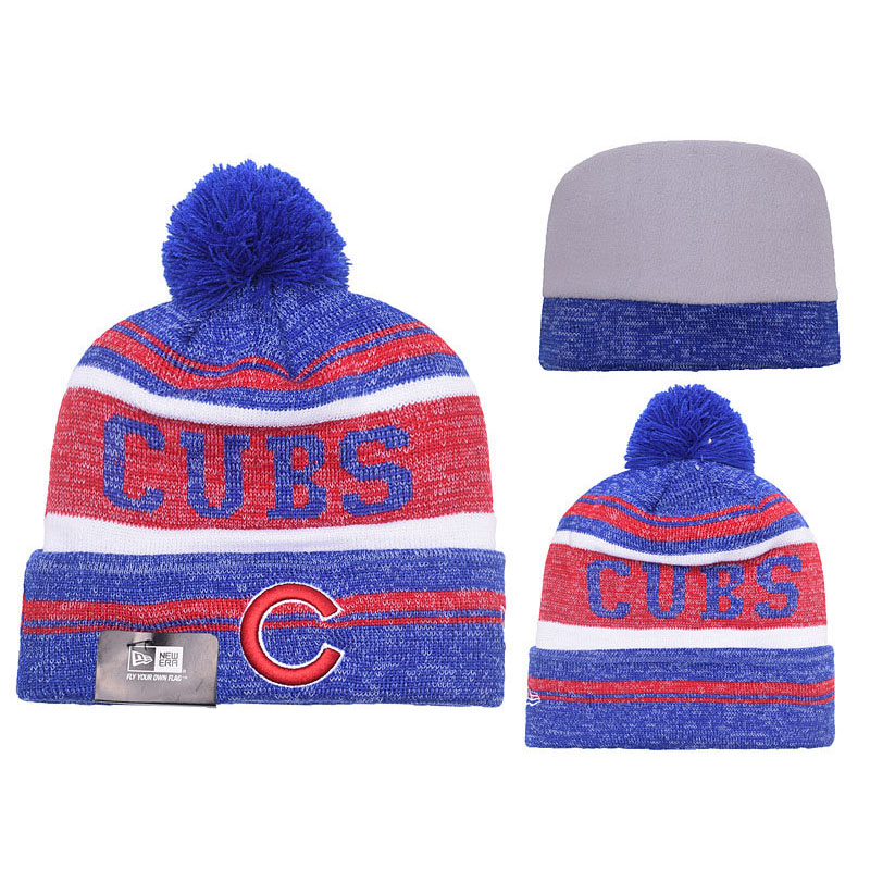 Chicago Cubs Royal Red Redux Cuffed Knit Hat With Pom