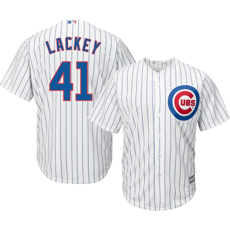 Chicago Cubs #41 John Lackey Majestic White Cool Base Authentic Player Jersey