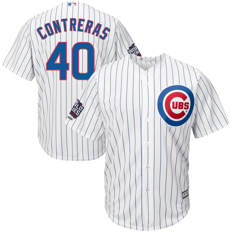 Chicago Cubs Willson Contreras #40 White Home 2016 World Series Champions Patch Cool Base Player Jersey