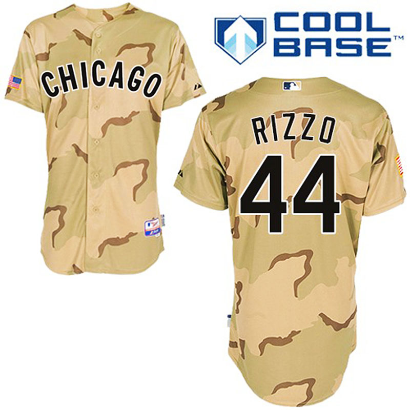 Chicago Cubs #44 Anthony Rizzo Men's Authentic Camo Commemorative Military Day Majestic MLB Cool Base Jersey