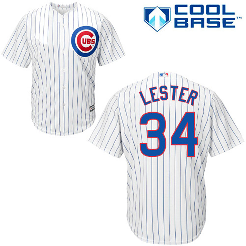 Chicago Cubs #34 Jon Lester Men's Authentic White Home Majestic MLB Cool Base Jersey