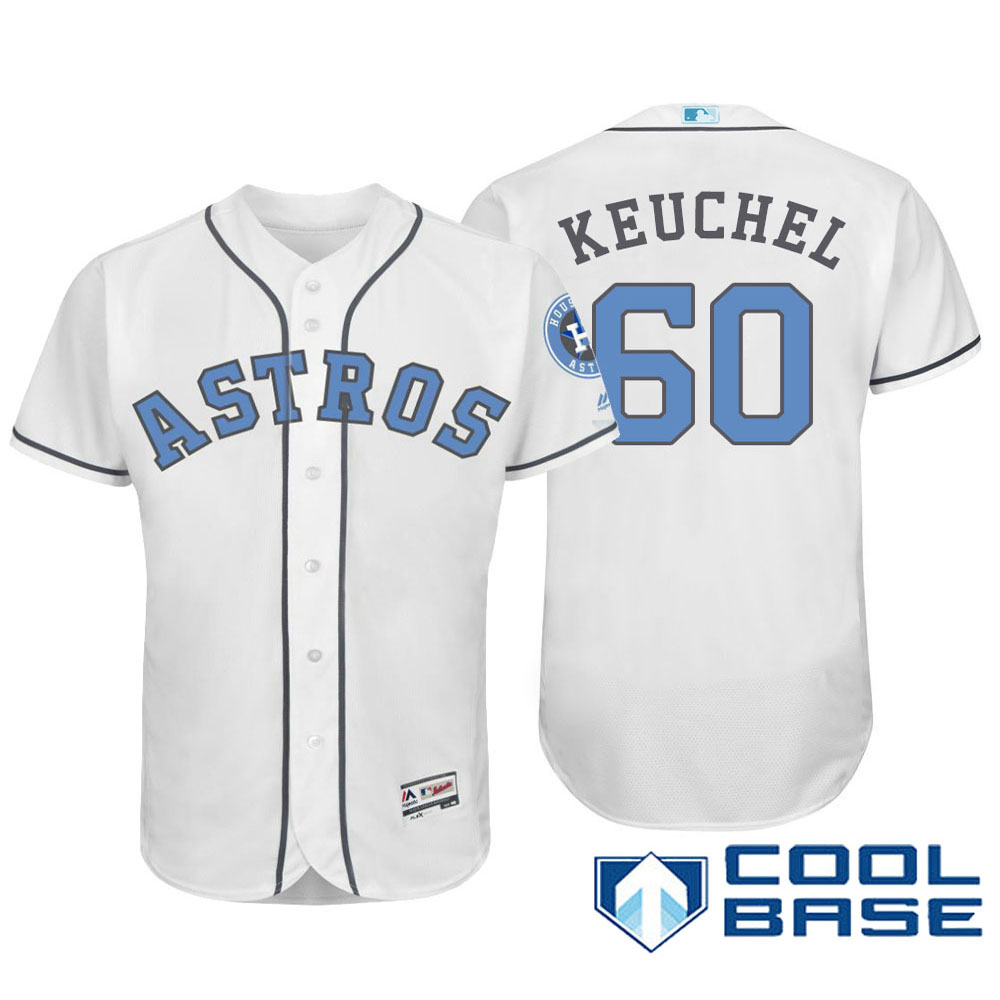 Houston Astros #60 Dallas Keuchel Majestic White Fashion 2016 Father's Day Cool Base Jersey