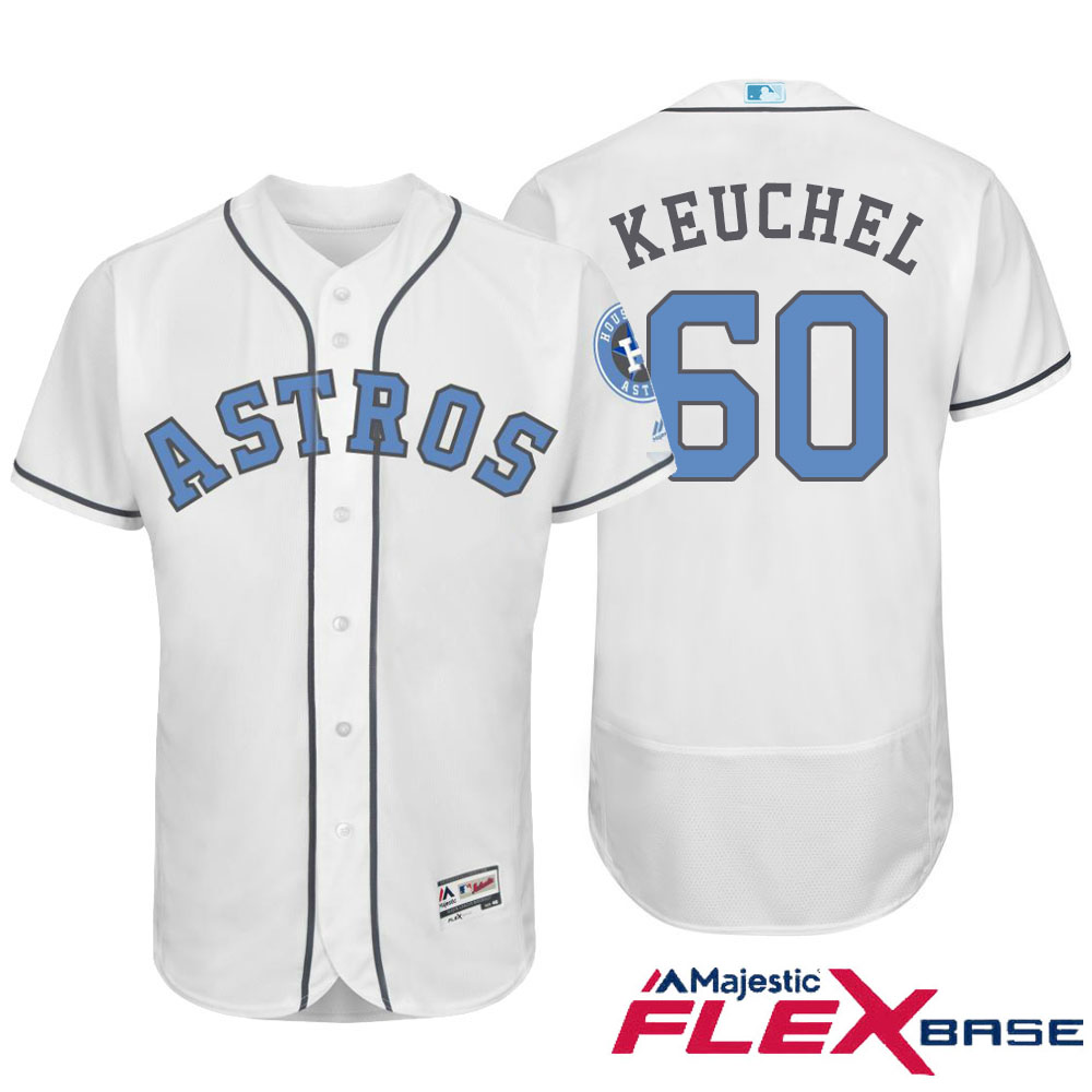 Houston Astros #60 Dallas Keuchel Majestic White Fashion 2016 Father's Day Flex Base Jersey