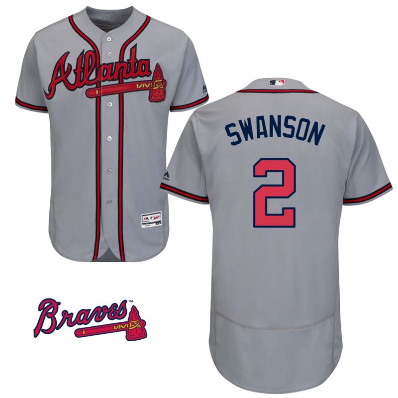 Dansby Swanson #2 Atlanta Braves Gray Road Flex Base Jersey