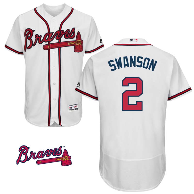 Dansby Swanson #2 Atlanta Braves White Home Flex Base Jersey