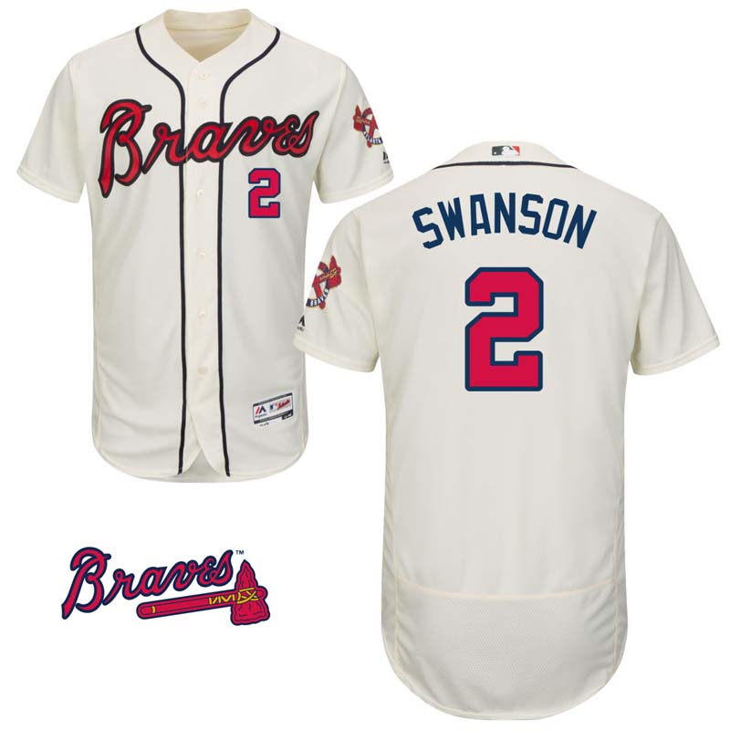 Dansby Swanson #2 Atlanta Braves Ivory Alternate Flex Base Jersey