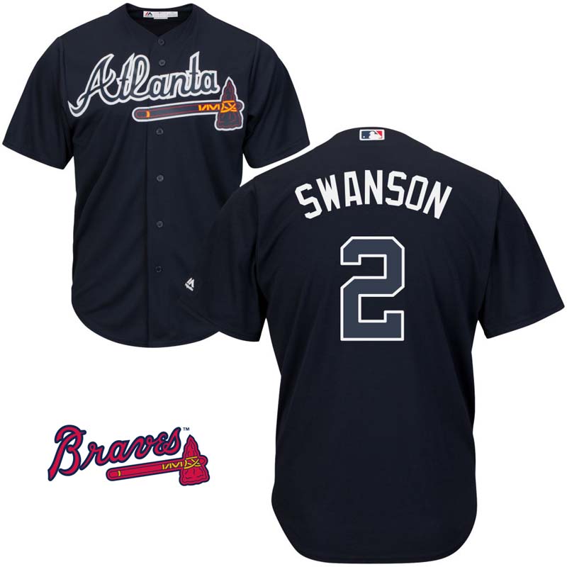 Dansby Swanson #2 Atlanta Braves Navy Alternate Official Cool Base Jersey