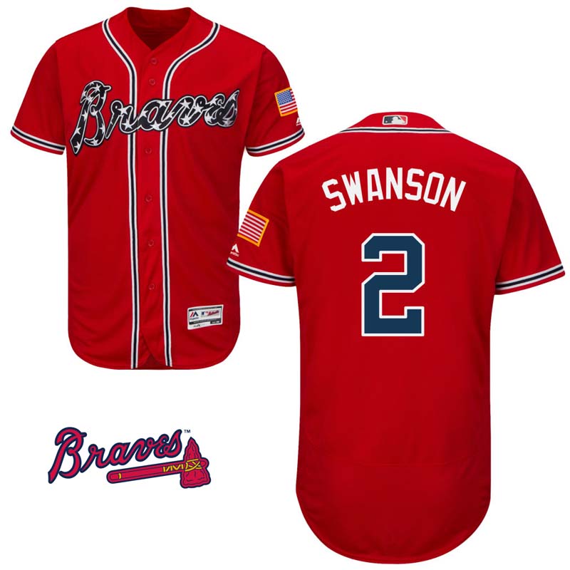 Dansby Swanson #2 Atlanta Braves Scarlet Alternate Flex Base Jersey