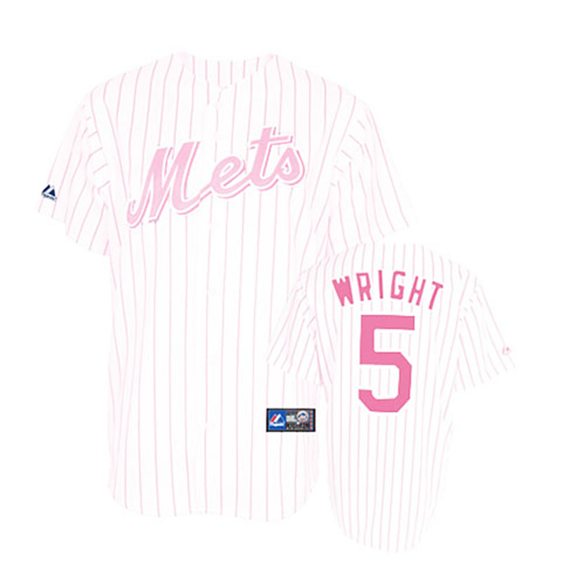 New York Mets #5 David Wright White(Pink Strip) Women's Fashion Jersey