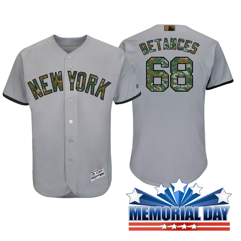 New York Yankees Dellin betances #68 Gray Camo Fashion 2016 Memorial Day Cool Base Jersey