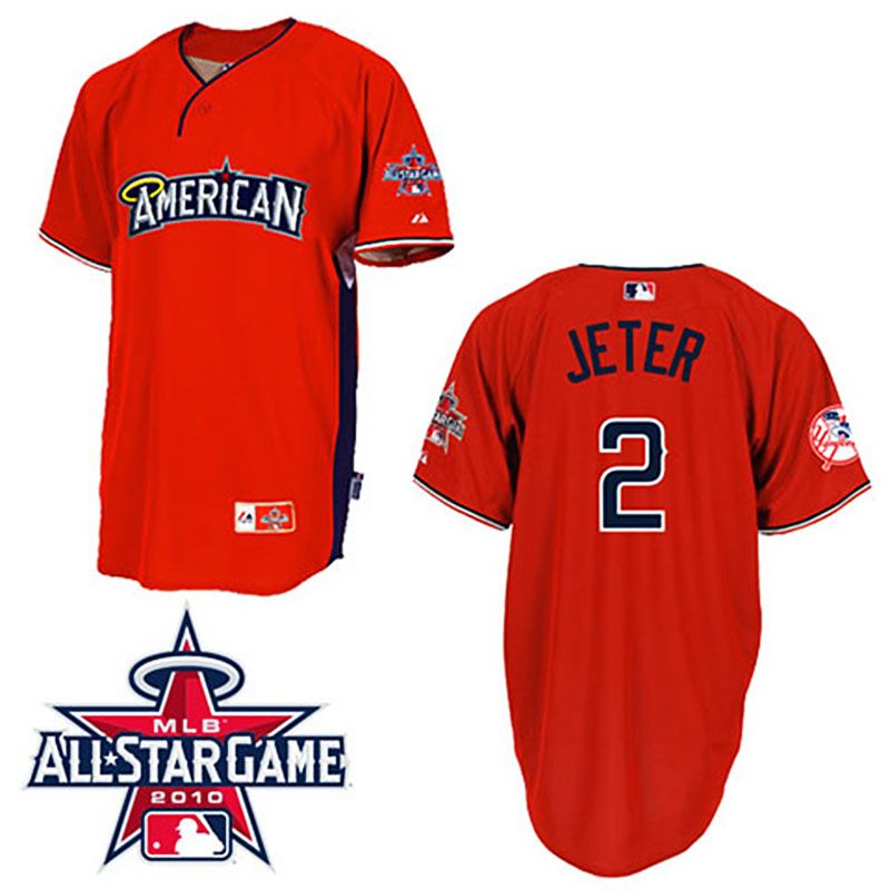 New York Yankees #2 Derek Jeter American League 2010 All Star BP Red Jersey