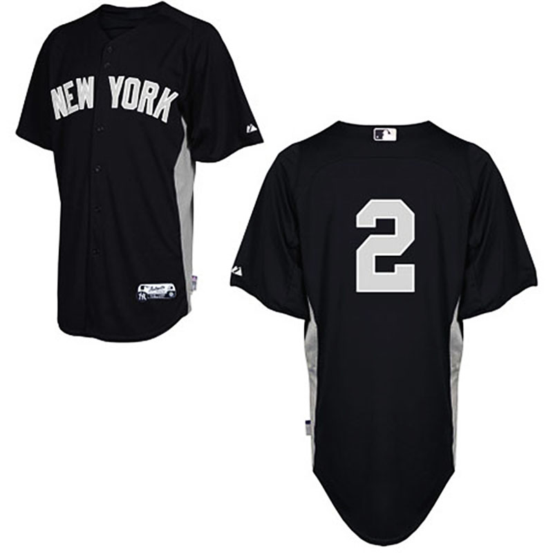 New York Yankees #2 Derek Jeter Black 2011 Road Cool Base BP Jersey