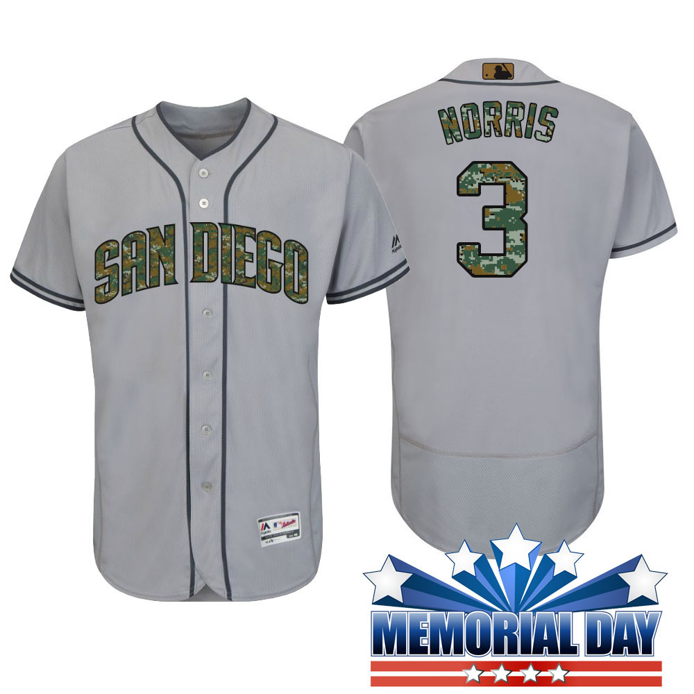 San Diego Padres Derek Norris #3 Gray Camo Fashion 2016 Memorial Day Flex Base Jersey