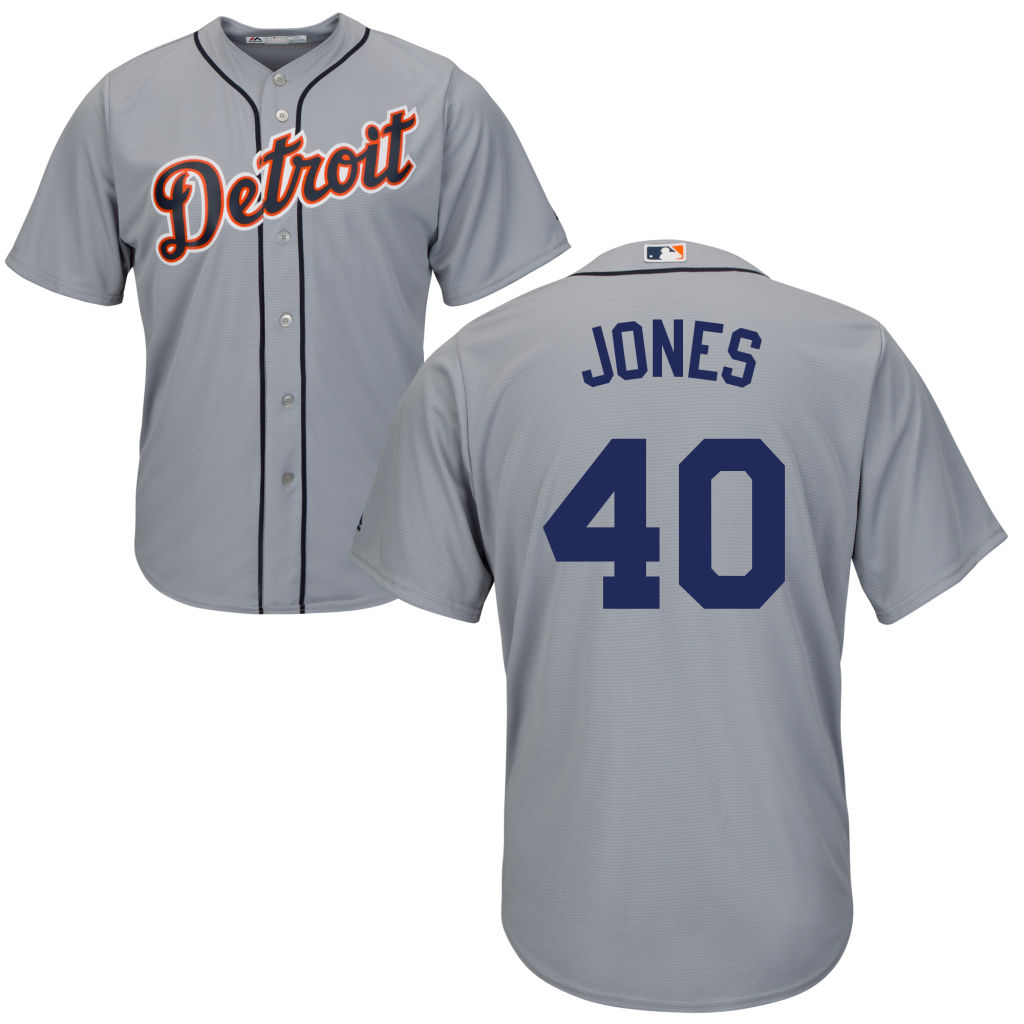 Detroit Tigers #40 JaCoby Jones Road Gray Cool Base Jersey