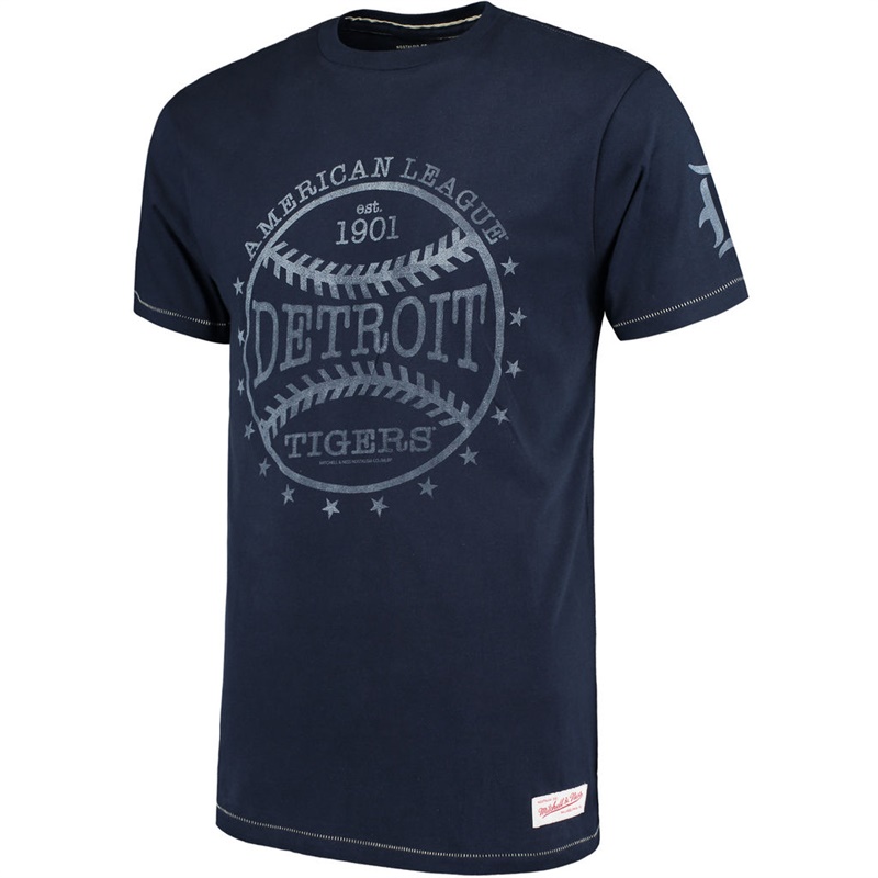 Mens Detroit Tigers Batted Ball Navy Tailored T-Shirt