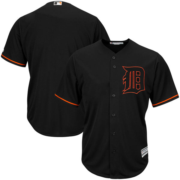 Detroit Tigers Majestic Black Pop Fashion V-Neck Jersey