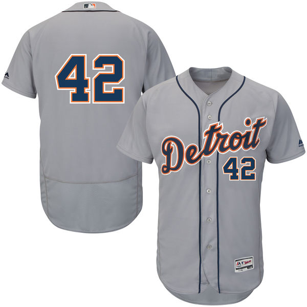 Detroit Tigers Jackie Robinson #42 Majestic Gray Authentic Collection Flexbase Jersey