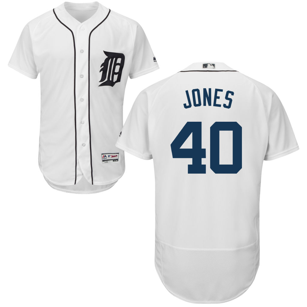 Detroit Tigers #40 JaCoby Jones Home White Authentic Collection Flex Base Jersey