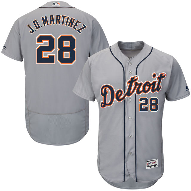 Detroit Tigers #28 J.D. Martinez Gray Flexbase Authentic Collection Jersey