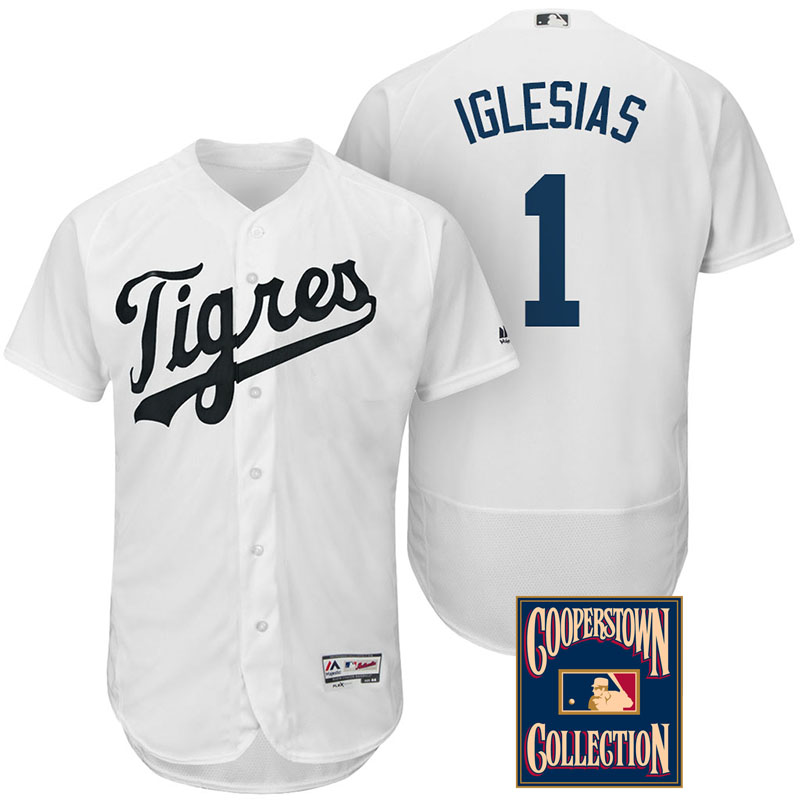 Detroit Tigers #1 Jose Iglesias White Flex Base Hispanic Heritage Player Jersey