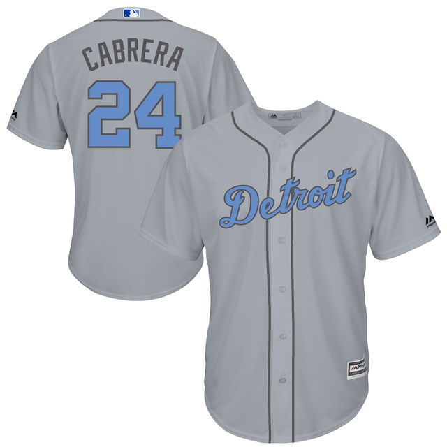 Detroit Tigers #24 Miguel Cabrera Majestic Gray Fashion 2016 Father's Day Cool Base Jersey