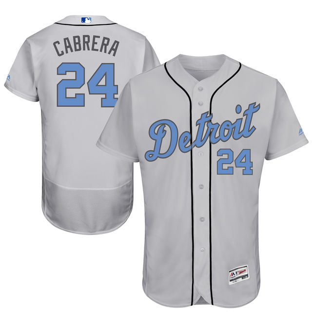 Detroit Tigers #24 Miguel Cabrera Majestic Gray Fashion 2016 Father's Day Flex Base Jersey