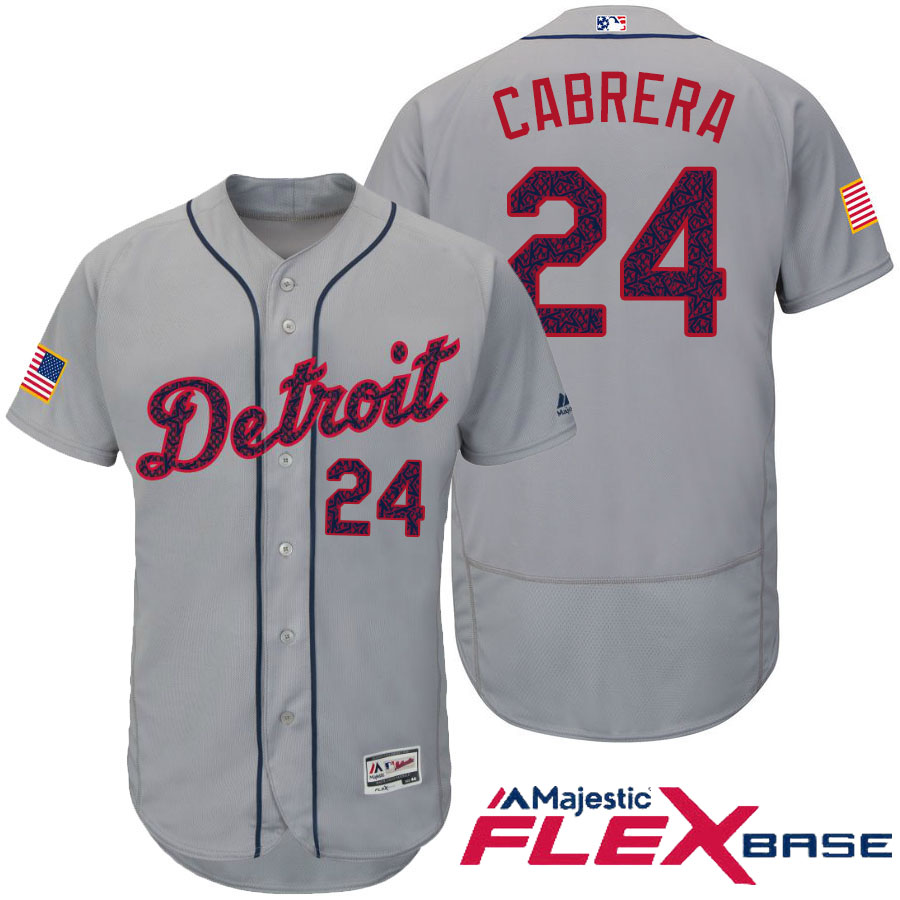 Detroit Tigers #24 Miguel Cabrera Gray Stars & Stripes 2016 Independence Day Flex Base Jersey