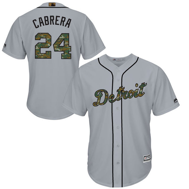 Detroit Tigers Miguel Cabrera #24 Gray Camo Fashion 2016 Memorial Day Cool Base Jersey