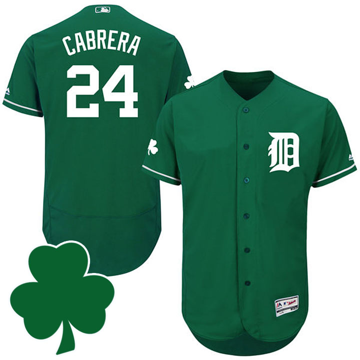 Detroit Tigers #24 Miguel Cabrera St. Patricks Day Green Celtic Flexbase Authentic Collection Jersey