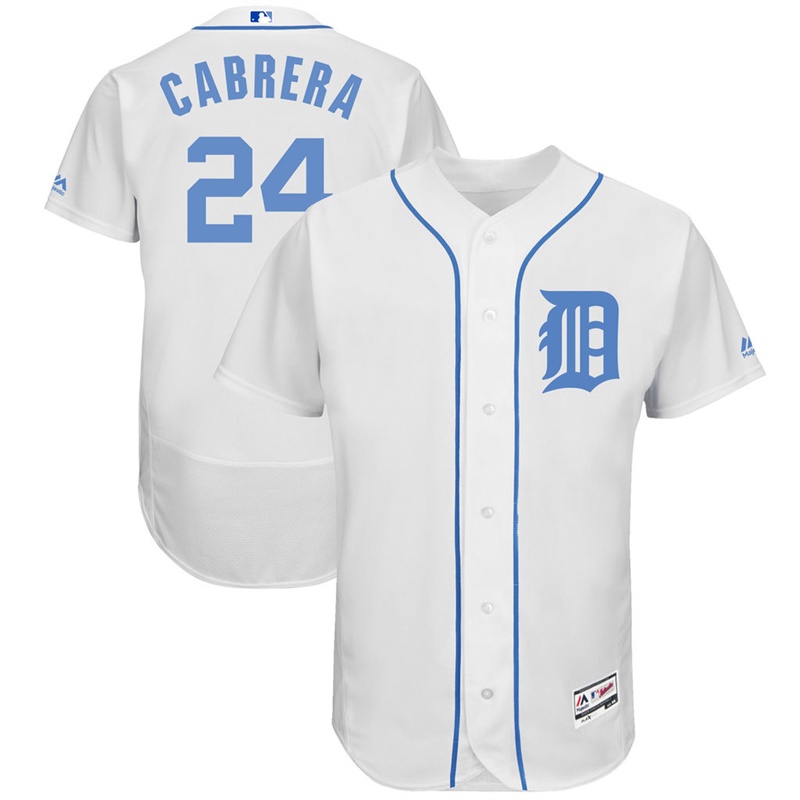 Miguel Cabrera #24 Men Detroit Tigers 2017 Father's Day White Flex Base Jersey