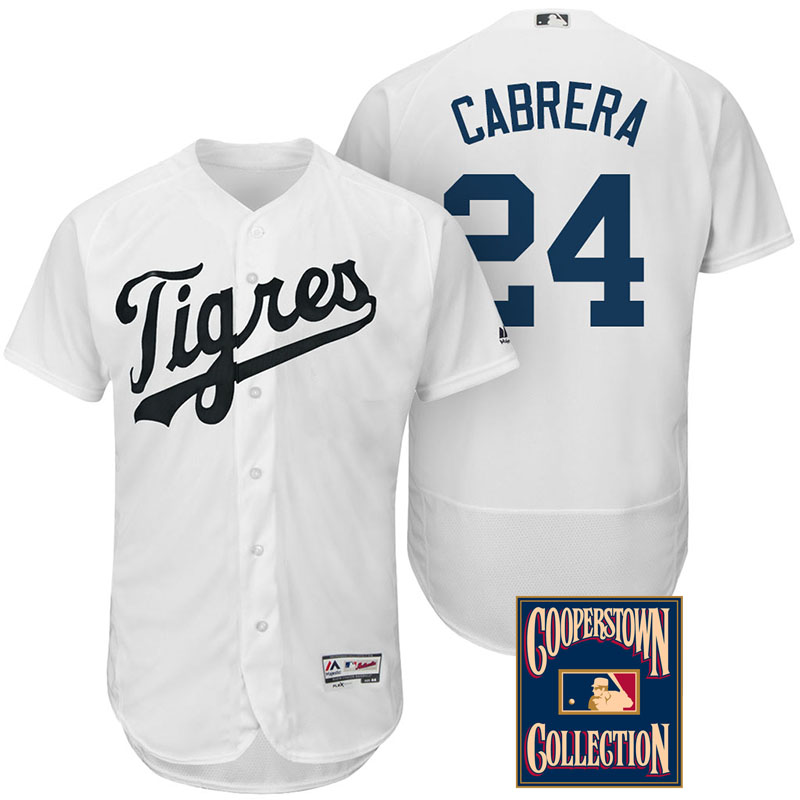 Detroit Tigers #24 Miguel Cabrera White Flex Base Hispanic Heritage Player Jersey