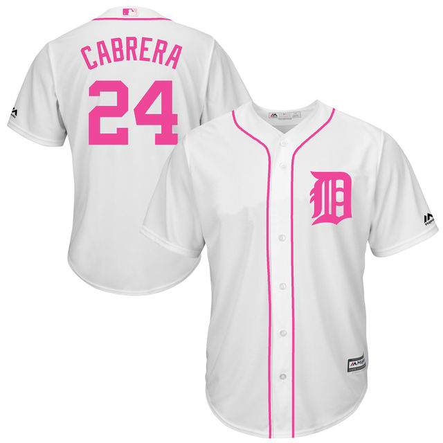 Detroit Tigers #24 Miguel Cabrera White Home 2016 Mother's Day Cool Base Jersey