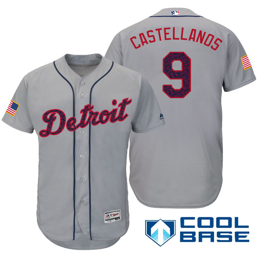 Detroit Tigers #9 Nick Castellanos Gray Stars & Stripes 2016 Independence Day Cool Base Jersey