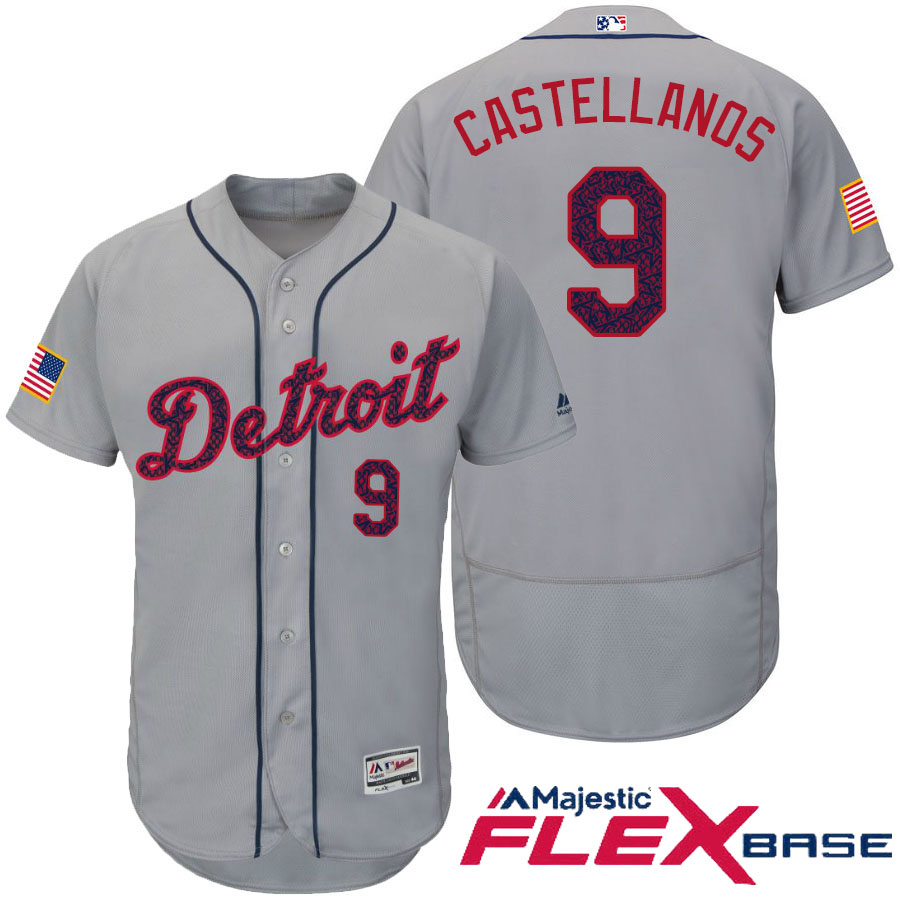 Detroit Tigers #9 Nick Castellanos Gray Stars & Stripes 2016 Independence Day Flex Base Jersey