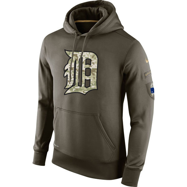 Detroit Tigers Olive Salute To Service Pullover Hoodie