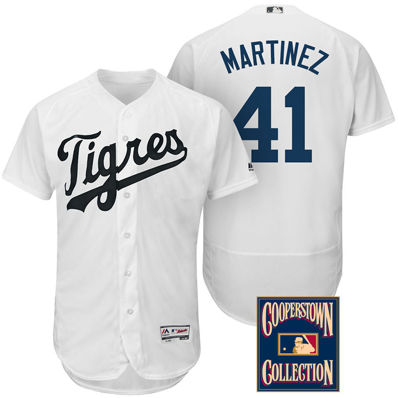 Detroit Tigers #41 Victor Martinez White Flex Base Hispanic Heritage Player Jersey