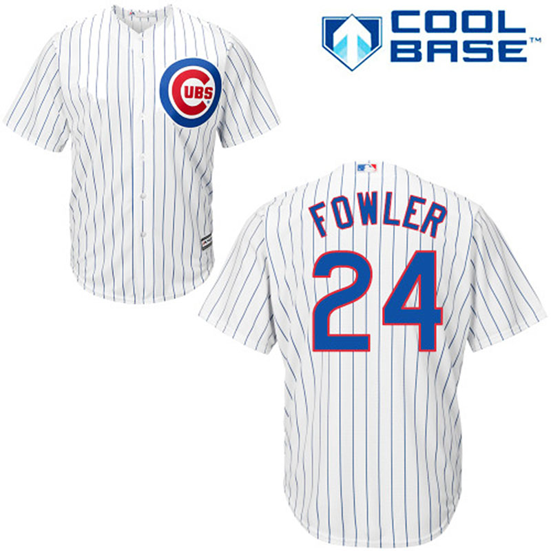 Chicago Cubs#24 Dexter Fowler Men's Authentic White Home Majestic MLB Cool Base Jersey