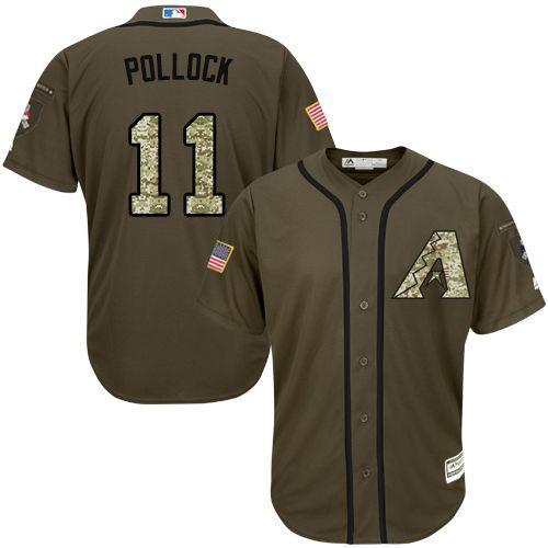 Arizona Diamondbacks #11 A.J. Pollock Olive Camo Stitched Baseball Jersey