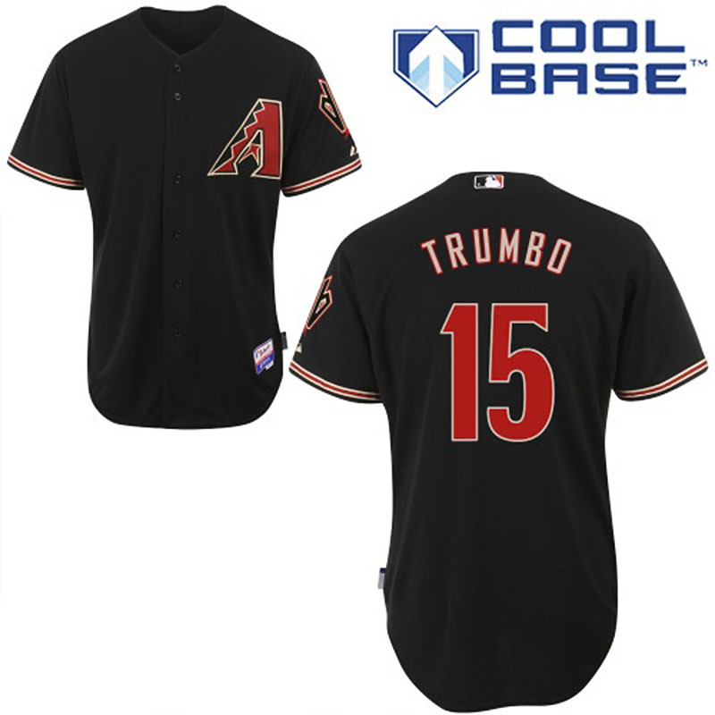 Arizona Diamondbacks #15 Mark Trumbo Men's Authentic Black Alternate Majestic MLB Cool Base Jersey