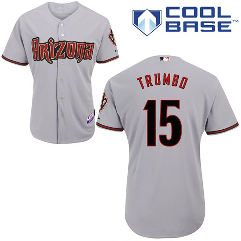 Arizona Diamondbacks #15 Mark Trumbo Men's Authentic Grey Road Majestic MLB Cool Base Jersey