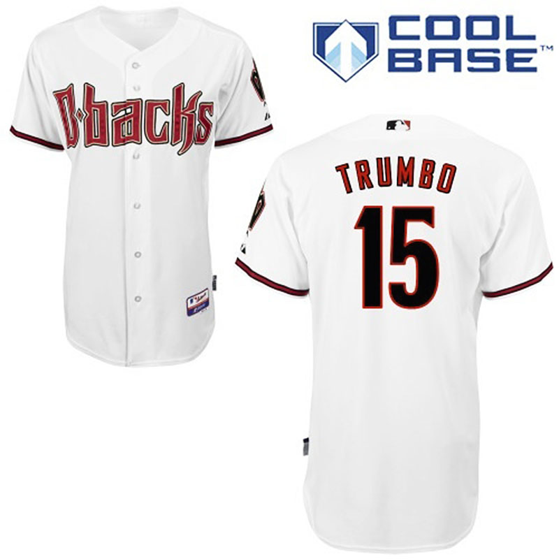 Arizona Diamondbacks #15 Mark Trumbo Men's Authentic White Home Majestic MLB Cool Base Jersey