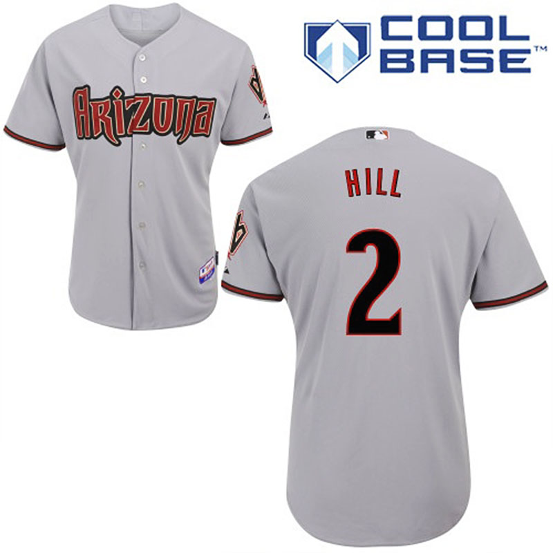 Arizona Diamondbacks #2 Aaron Hill Men's Authentic Grey Road Majestic MLB Cool Base Jersey