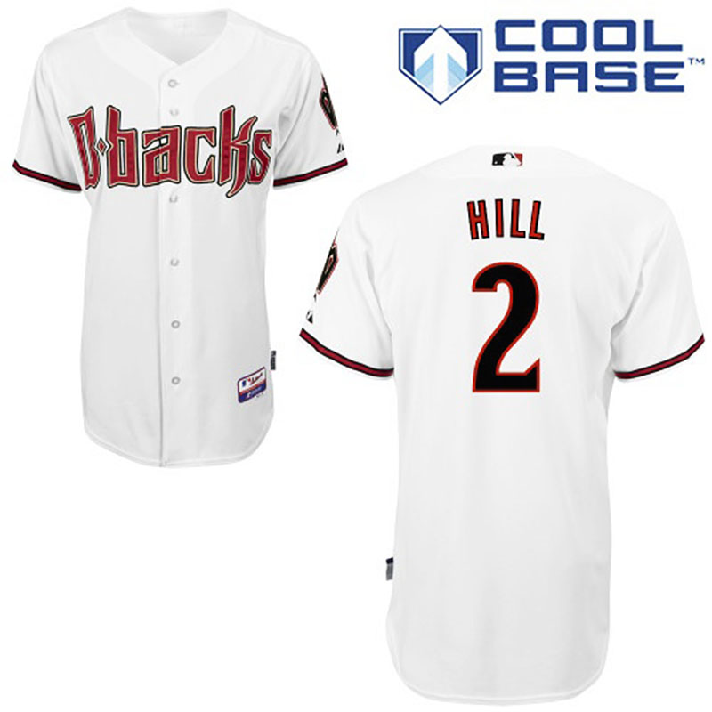 Arizona Diamondbacks #2 Aaron Hill Men's Authentic White Home Majestic MLB Cool Base Jersey