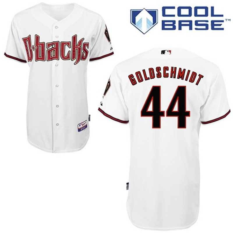 Arizona Diamondbacks #44 Paul Goldschmidt Men's Authentic White Home Majestic MLB Cool Base Jersey