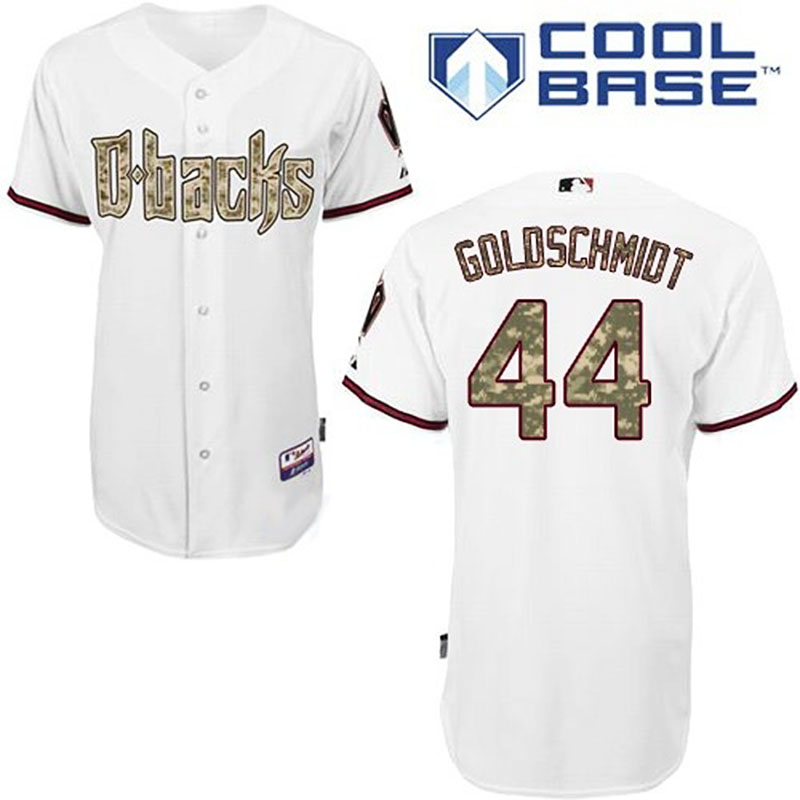 Arizona Diamondbacks #44 Paul Goldschmidt Men's Authentic White USMC Majestic MLB Cool Base Jersey