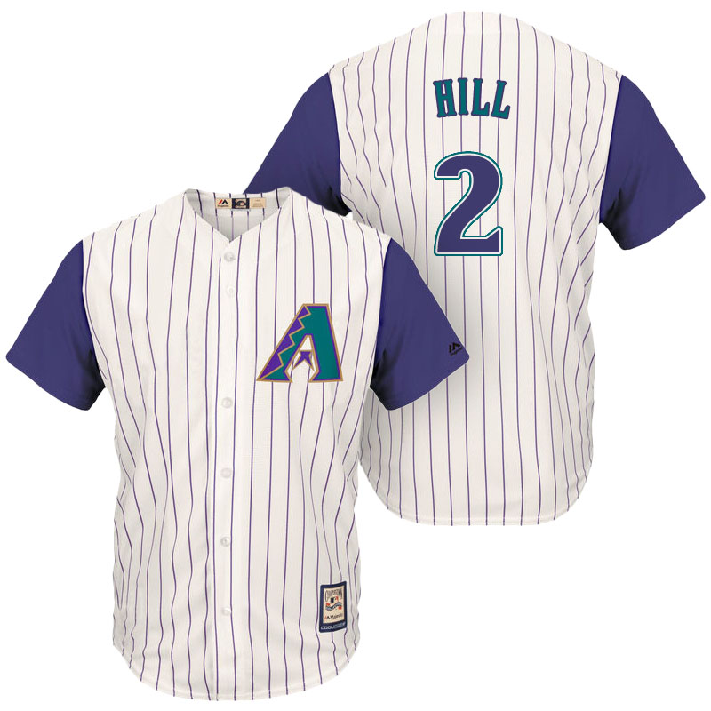 Arizona Diamondbacks #2 Aaron Hill Cream/Purple Cooperstown Collection Cool Base Jersey