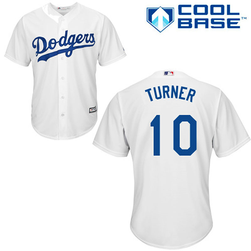 Los Angeles Dodgers #10 Justin Turner White Home Cool Base Jersey