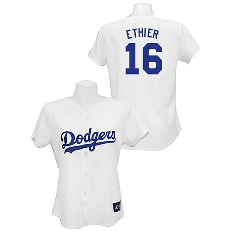 Los Angeles Dodgers #16 Andre Ethier White Lady Fashion Women Jersey